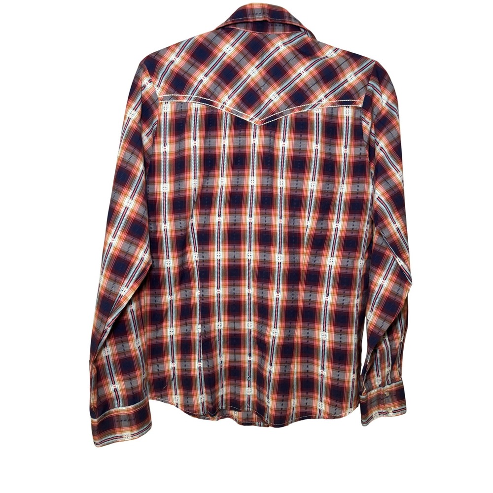 Cowgirl Legend Rodeo Western Snap Shirt L Multicolor Plaid Embroidered Cowgirl - Picture 2 of 10